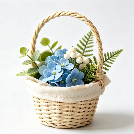 Shineiva® Mini Artificial Blue Hydrangea Basket Arrangement