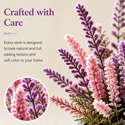 Shineiva® Small Artificial Lavender Flowers in Cement Pot, Shelf & Windowsill Decor